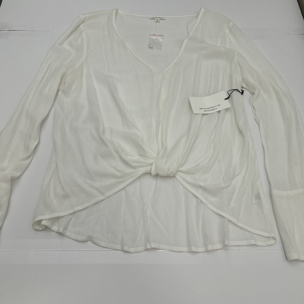 Cotton Candy LA Top Womens L Ivory‎ Ruffle Long Sleeve Blouse SKU 60003